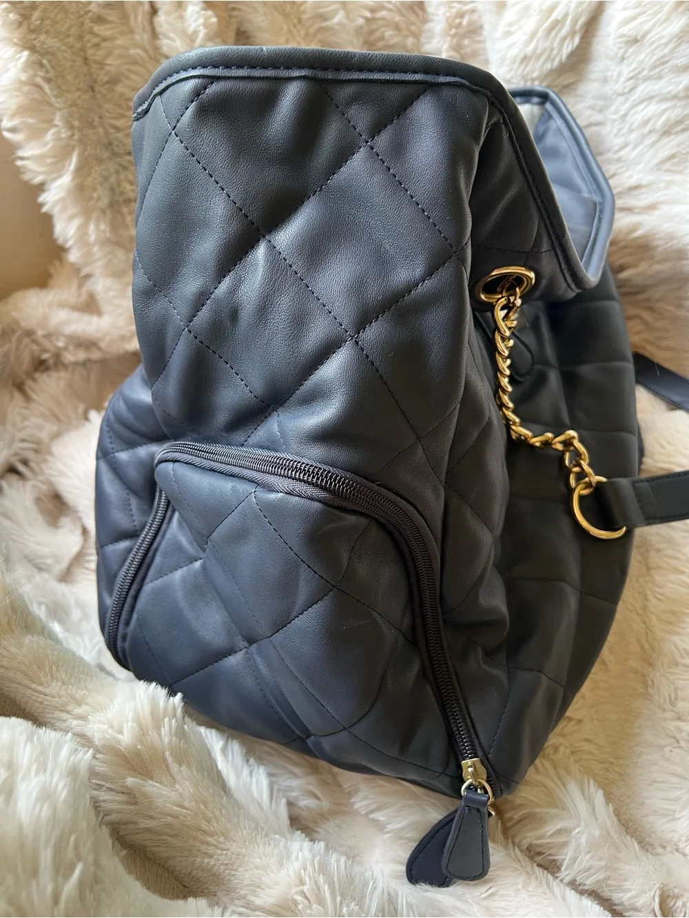 Jay Elle Duchess Quilted Navy Baby Breast Pump Bag w/ Gold Chain | 6-Piece Set